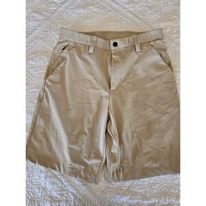 Stylus Mens Tan Khaki Golf Shorts 32 Zipper Pocket EUC